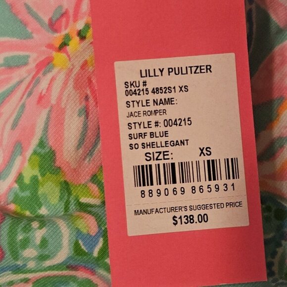 Lily Pulitzer Size Xs Womens Jace Romper Surf Blue So Shellegant Nwt Turtles - Picture 4 of 8